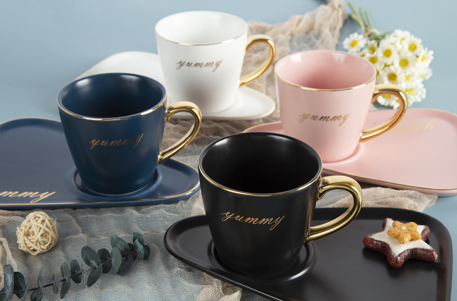CHANGSHA HAPPY GO New Bone China Colored Glaze Cups and Saucers Set | happygodinnerware.com