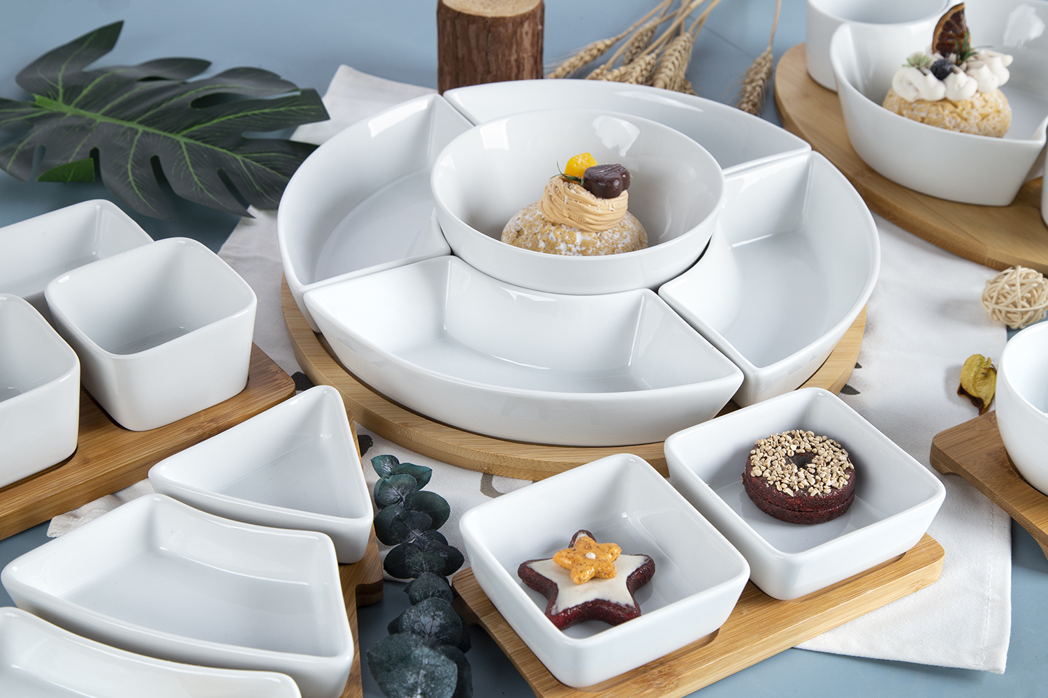 CHANGSHA HAPPY GO White Porcelain Snack Bowls Set | happygodinnerware.com