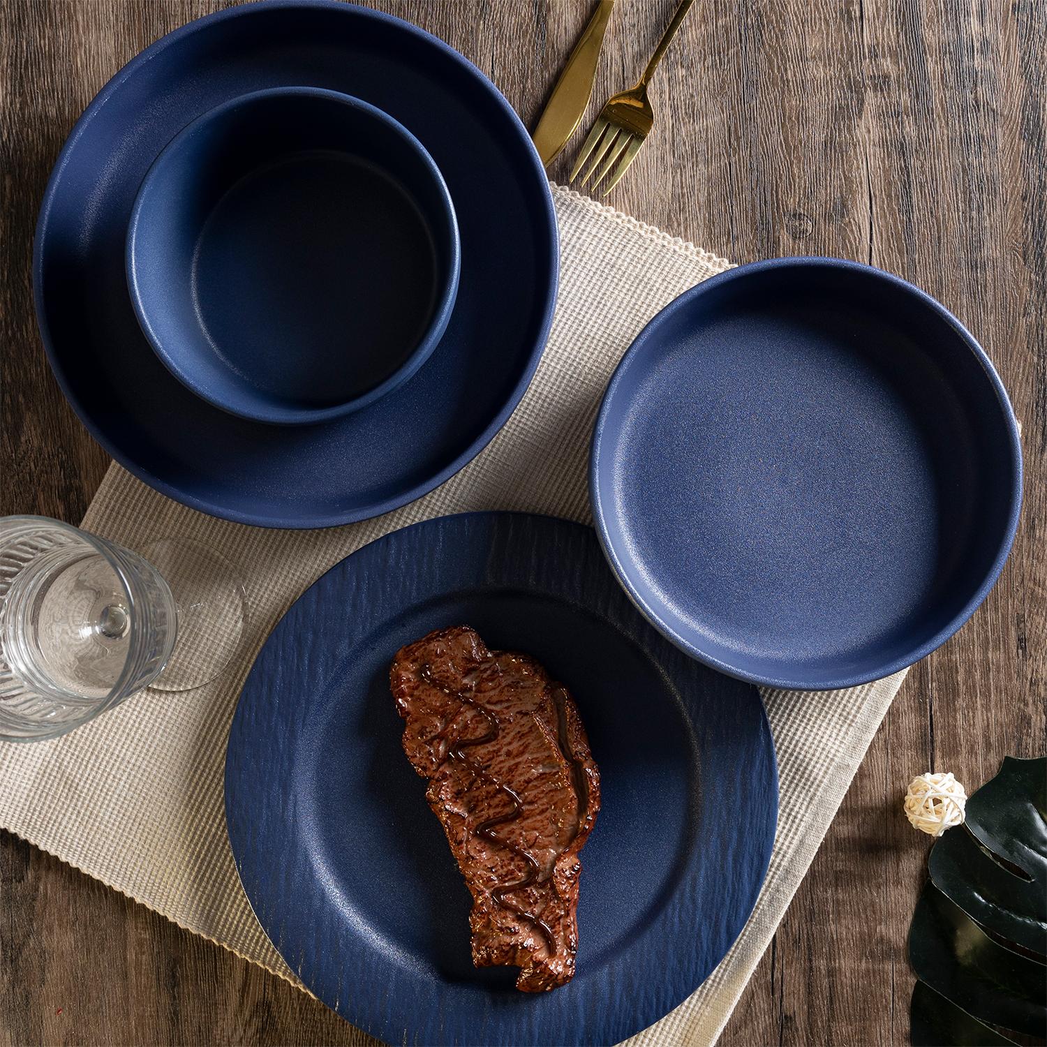 CHANGSHA HAPPY GO Modern Minimalist Style New Bone China Embossed Dinnerware Set with Matte Texture and Color-Block Glaze Finish |happygodinnerware.com