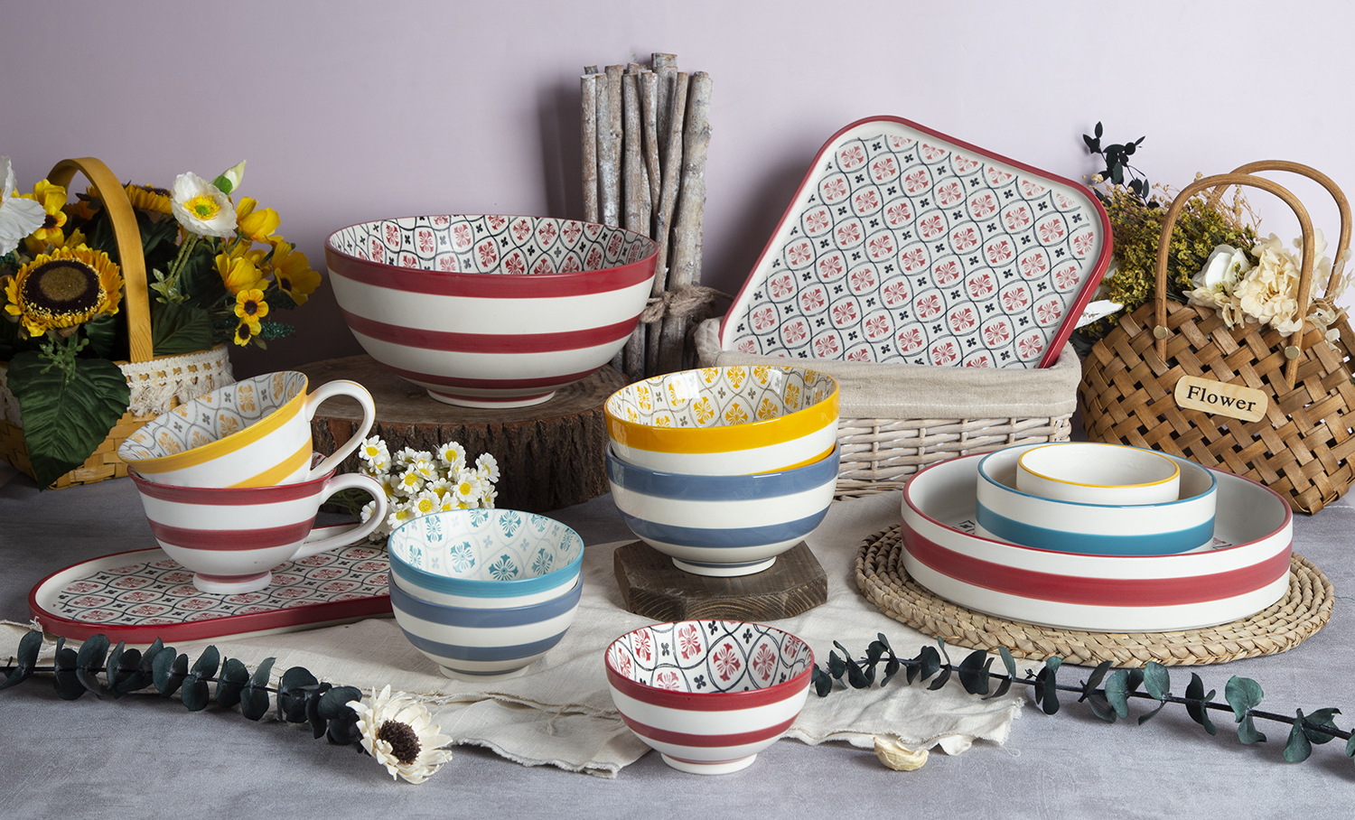 CHANGSHA HAPPY GO Ceramic Dinnerware with Stripes & Floral Prints | happygodinnerware.com