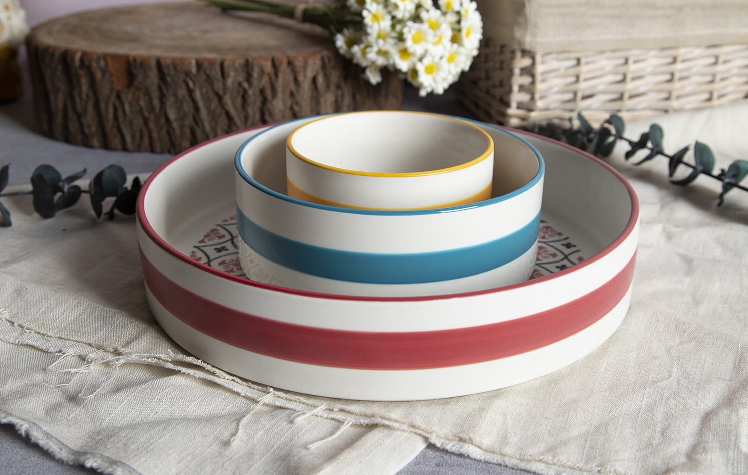 CHANGSHA HAPPY GO Ceramic Dinnerware with Stripes & Floral Prints | happygodinnerware.com