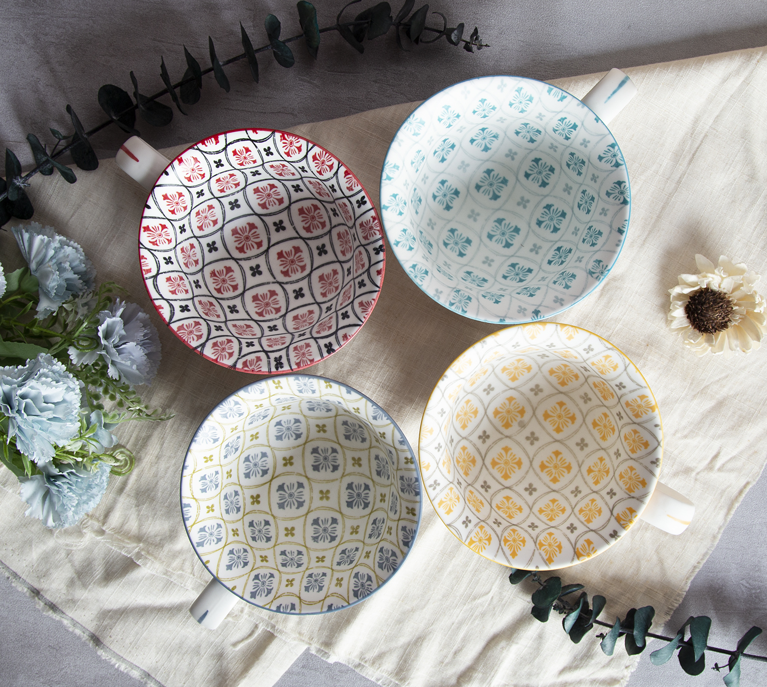 CHANGSHA HAPPY GO Ceramic Dinnerware with Stripes & Floral Prints | happygodinnerware.com