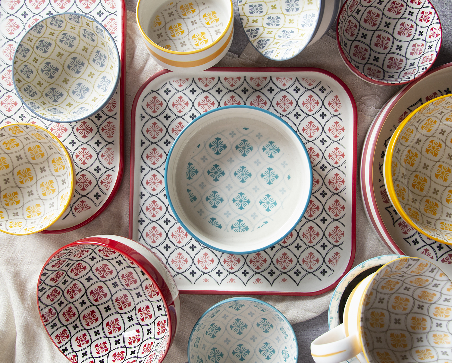 CHANGSHA HAPPY GO Ceramic Dinnerware with Stripes & Floral Prints | happygodinnerware.com