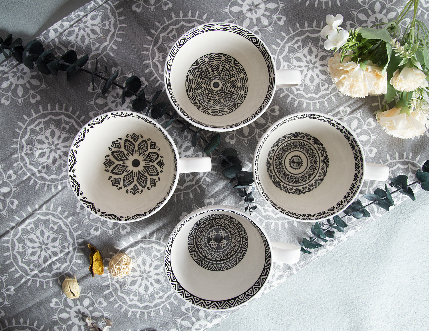 CHANGSHA HAPPY GO Embossed Ceramic Teacups with Floral Print | happygodinnerware.com