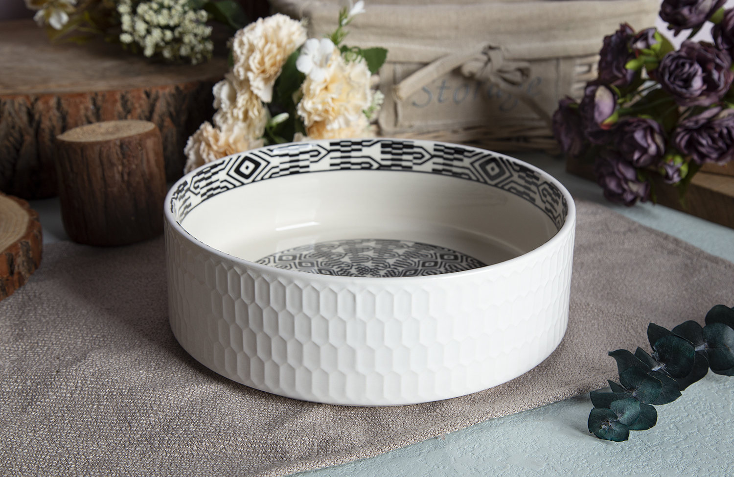 CHANGSHA HAPPY GO Embossed Ceramic Bowls in Stoneware | happygodinnerware.com