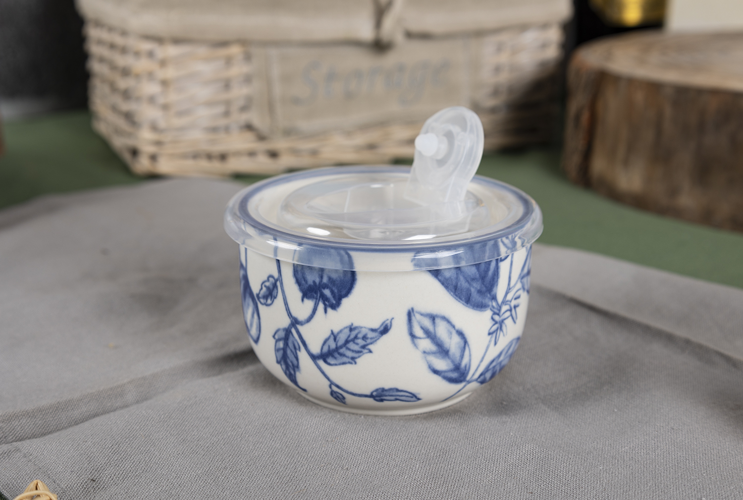 CHANGSHA HAPPY GO Rustic Countryside Blue Floral Stoneware Decal Dinnerware Set with Plates, Bowls, Pitcher and Storage Canisters |happygodinnerware.com