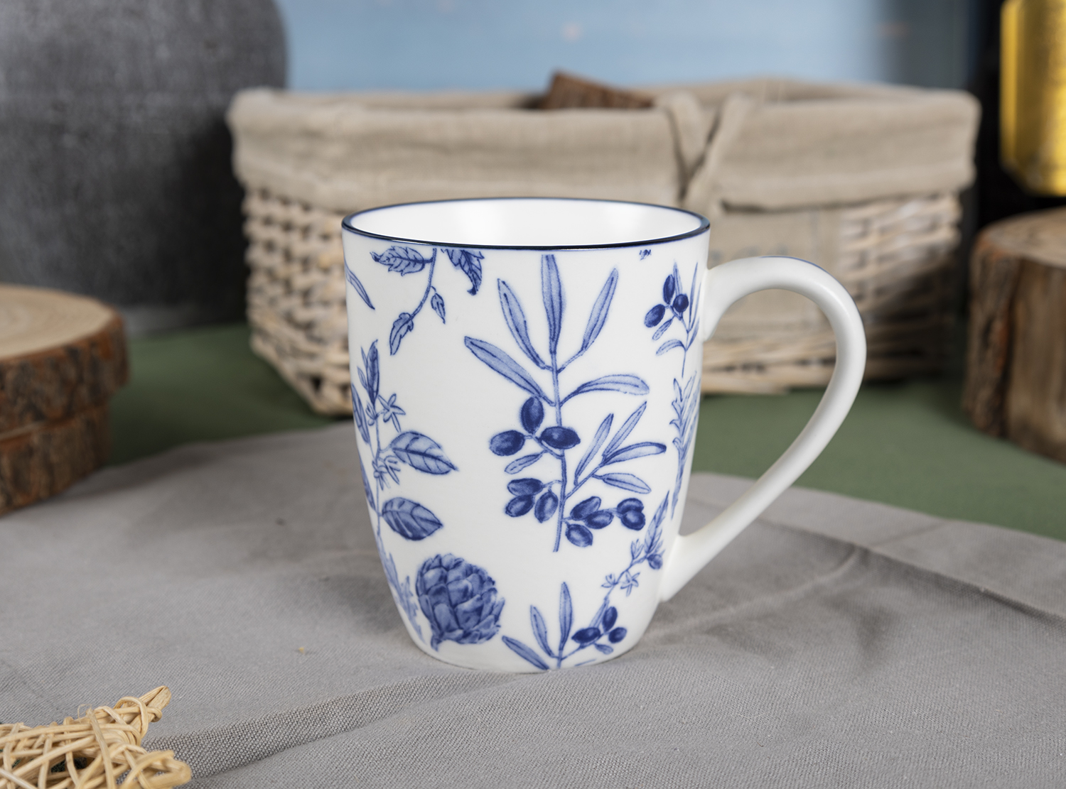 CHANGSHA HAPPY GO Rustic Countryside Blue Floral Stoneware Decal Dinnerware Set with Plates, Bowls, Pitcher and Storage Canisters |happygodinnerware.com