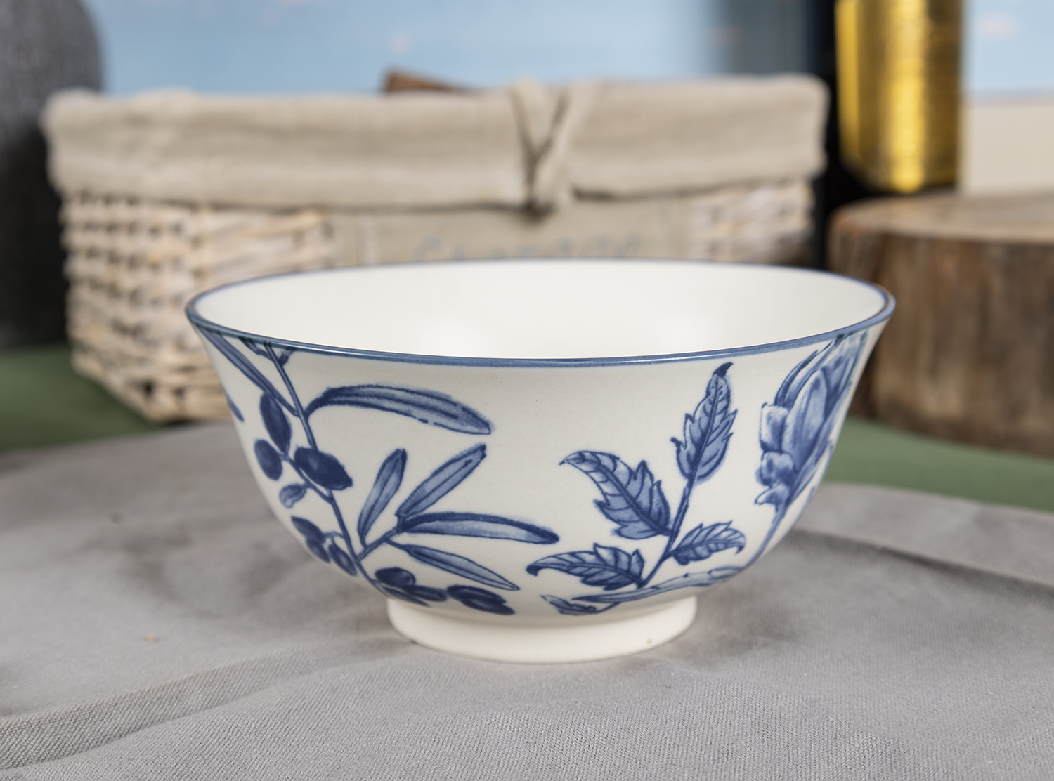 CHANGSHA HAPPY GO Rustic Countryside Blue Floral Stoneware Decal Dinnerware Set with Plates, Bowls, Pitcher and Storage Canisters |happygodinnerware.com
