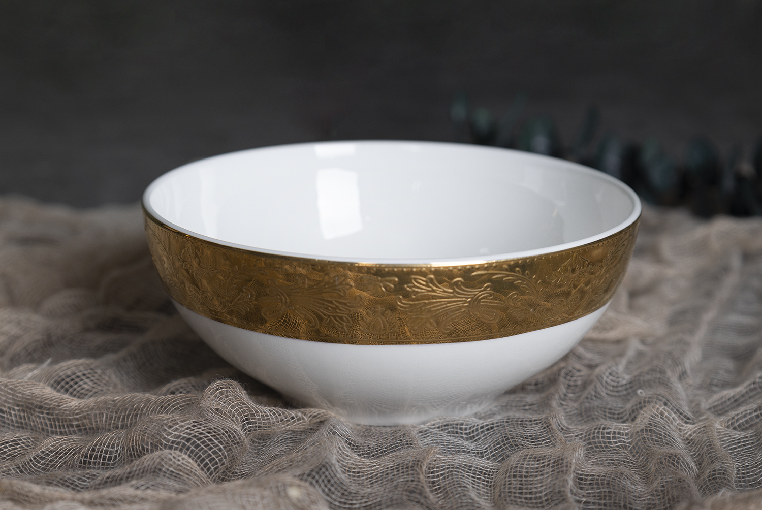 CHANGSHA HAPPY GO  Luxury Bone China Dinnerware Set with Elegant Embossed Gold Rim and Classic White Finish |happygodinnerware.com