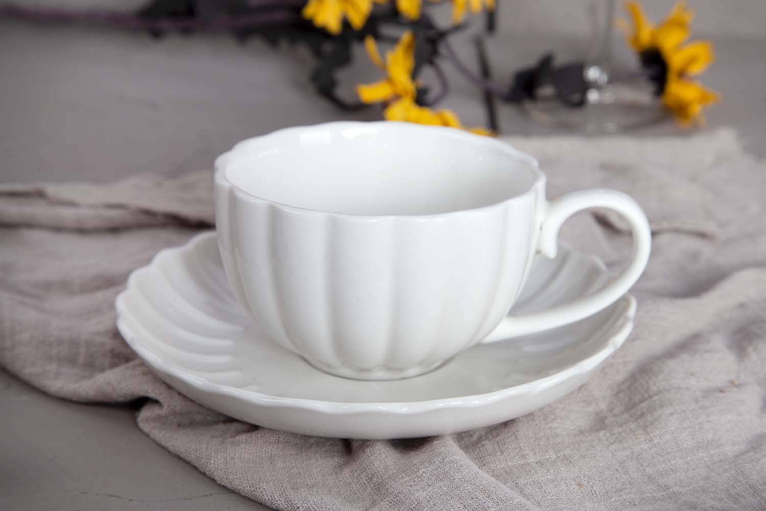 CHANGSHA HAPPY GO White Porcelain with Pumpkin Embossed Design | happygodinnerware.com