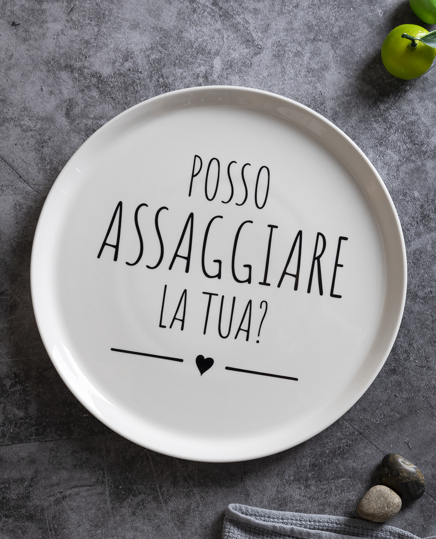 CHANGSHA HAPPY GO Buona La Pizza Bone China Plate Collection | Italian Typography Decal | happygodinnerware.com