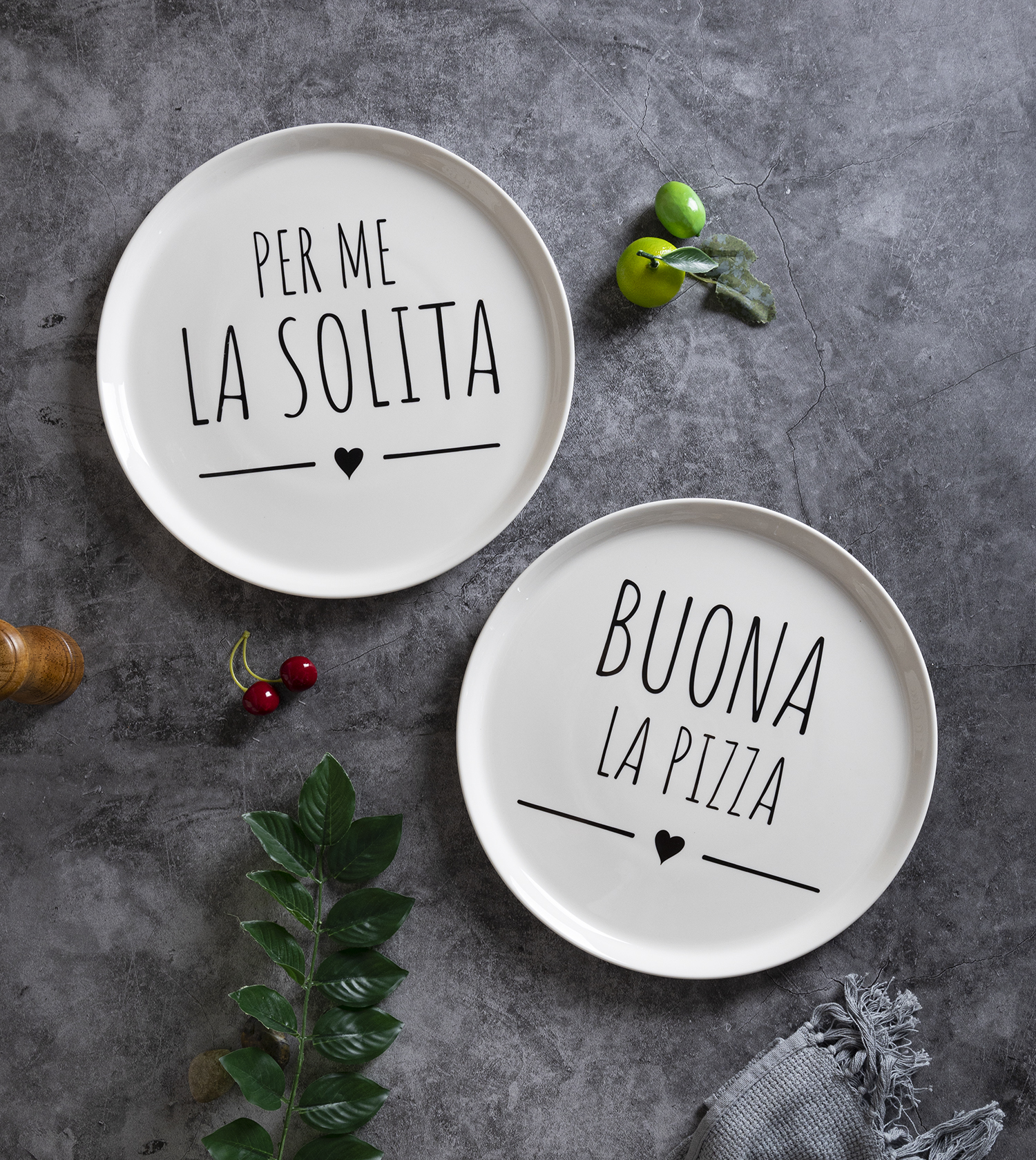 CHANGSHA HAPPY GO Buona La Pizza Bone China Plate Collection | Italian Typography Decal | happygodinnerware.com