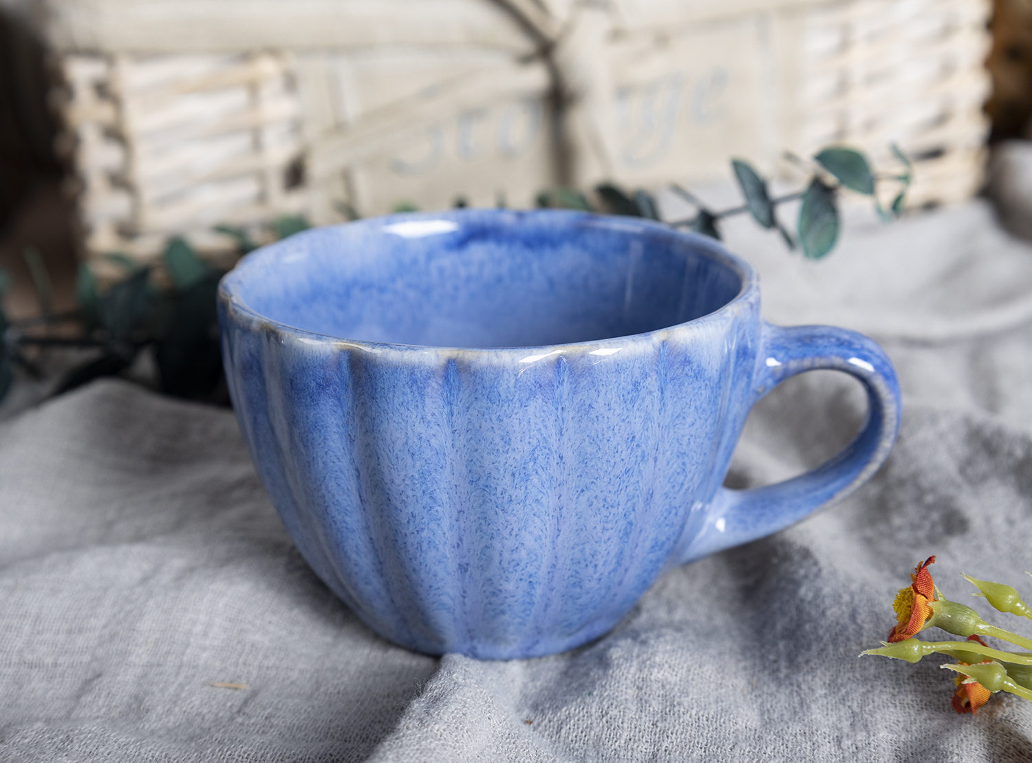 CHANGSHA HAPPY GO  Reactive Glazed Scallop-Edge Stoneware Dinner Set – 16-Piece Artisan Tableware in Earthy and Ocean Tones |Dopamine Series Ceramics|happygodinnerware.com