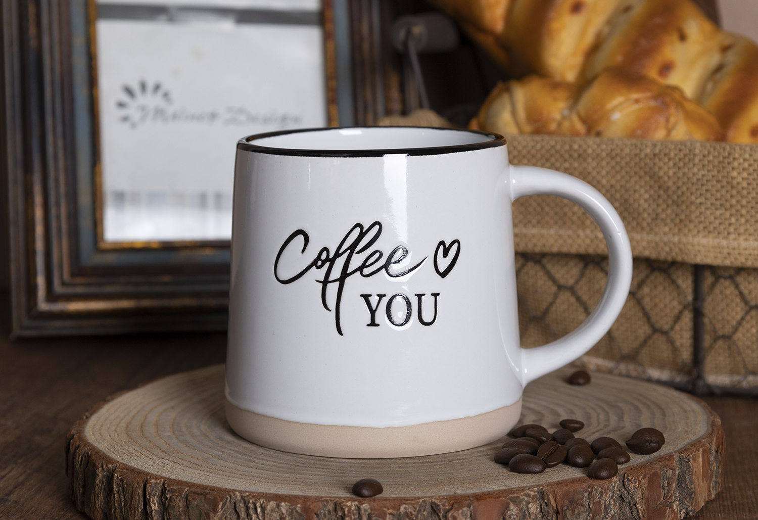 CHANGSHA HAPPY GO Stackable Stoneware Mug Set with Rack | Modern Letter Printed Coffee Cups | Nordic Matte Finish | Café & Gift Ready| Home & Hospitality Use|happygodinnerware.com