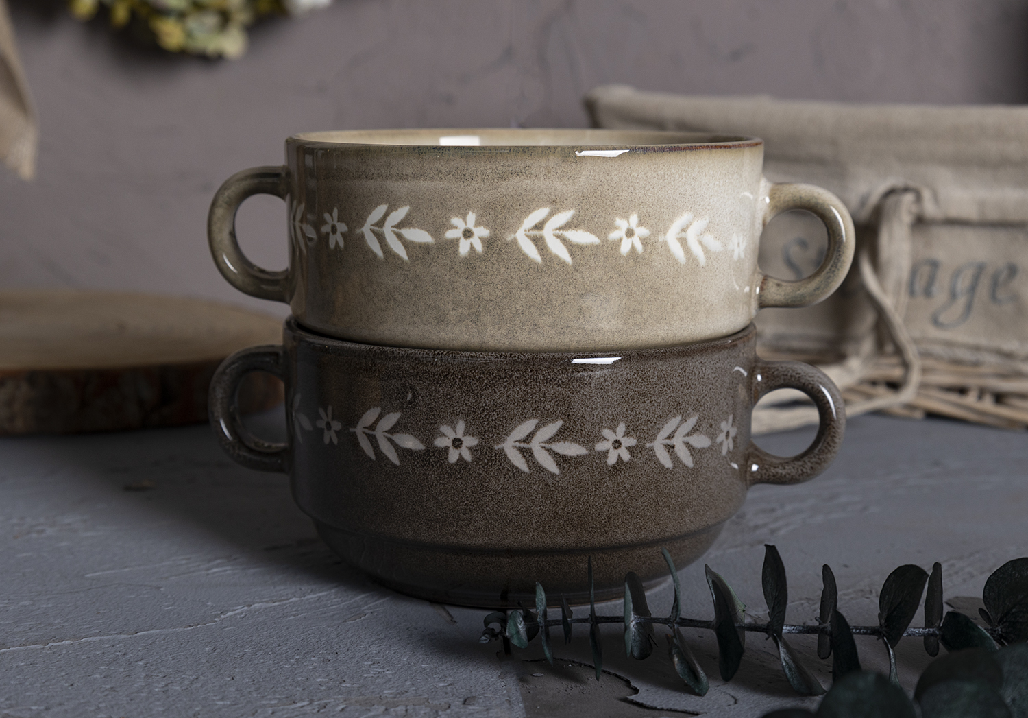 CHANGSHA HAPPY GO Vintage Floral Stoneware Dinnerware Set | Embossed Rustic Glaze Finish | Mugs, Bowls & Plates for Home & Gift Use|happygodinnerware.com
