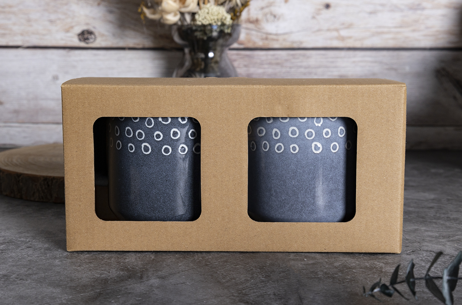 CHANGSHA HAPPY GO Modern Stoneware Dinnerware Set with Hand-Painted Dot Pattern | Blue Grey Table Set with Mugs, Plates & Bowls | Nordic Style for Home & Café|happygodinnerware.com