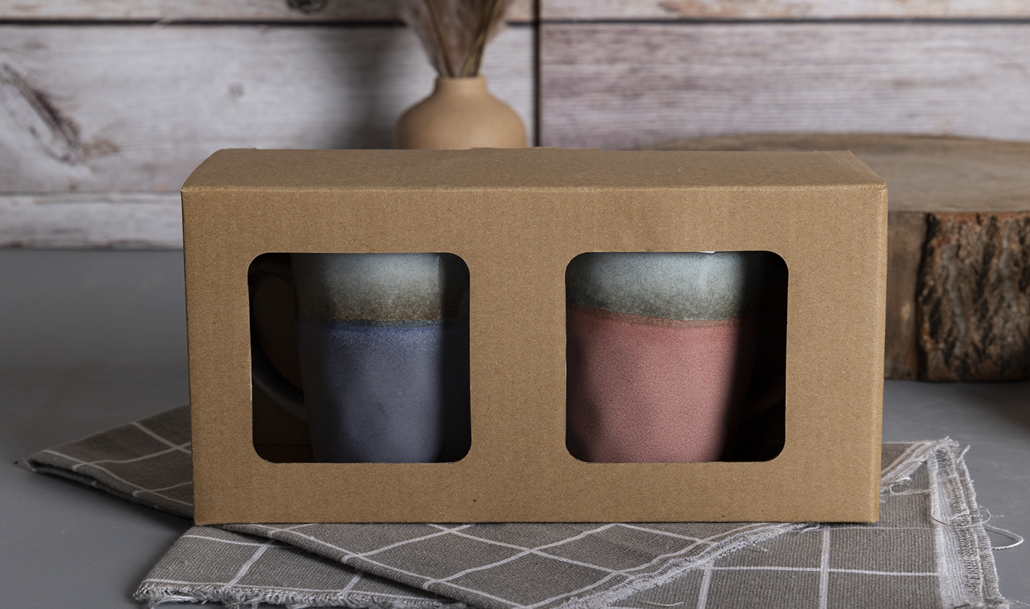 CHANGSHA HAPPY GO Two-Tone Reactive Glaze Stoneware Mug Set | Handmade Look Coffee Mugs for Home, Office & Gift Use | Customizable Logo Available|happygodinnerware.com