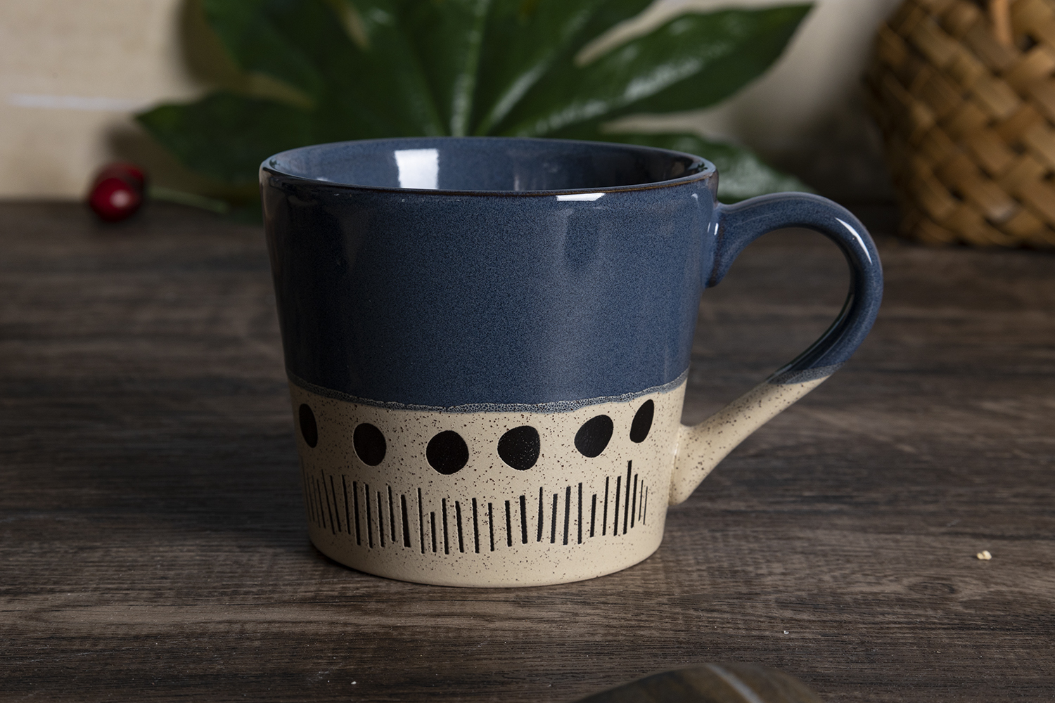 CHANGSHA HAPPY GO Boho Hand-Painted Stoneware Mug Set with Rack & Gift Box | Rustic Sand Glaze Finish | Geometric Pattern Coffee Mugs for Home & Café Use|happygodinnerware.com