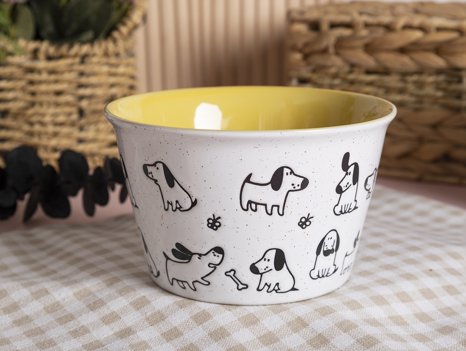 CHANGSHA HAPPY GO Cartoon Animal Stoneware Mug & Bowl Set | Hand-Drawn Pet Cat Dog Design | Cute Ceramic Tableware for Home, Kids & Gift|happygodinnerware.com