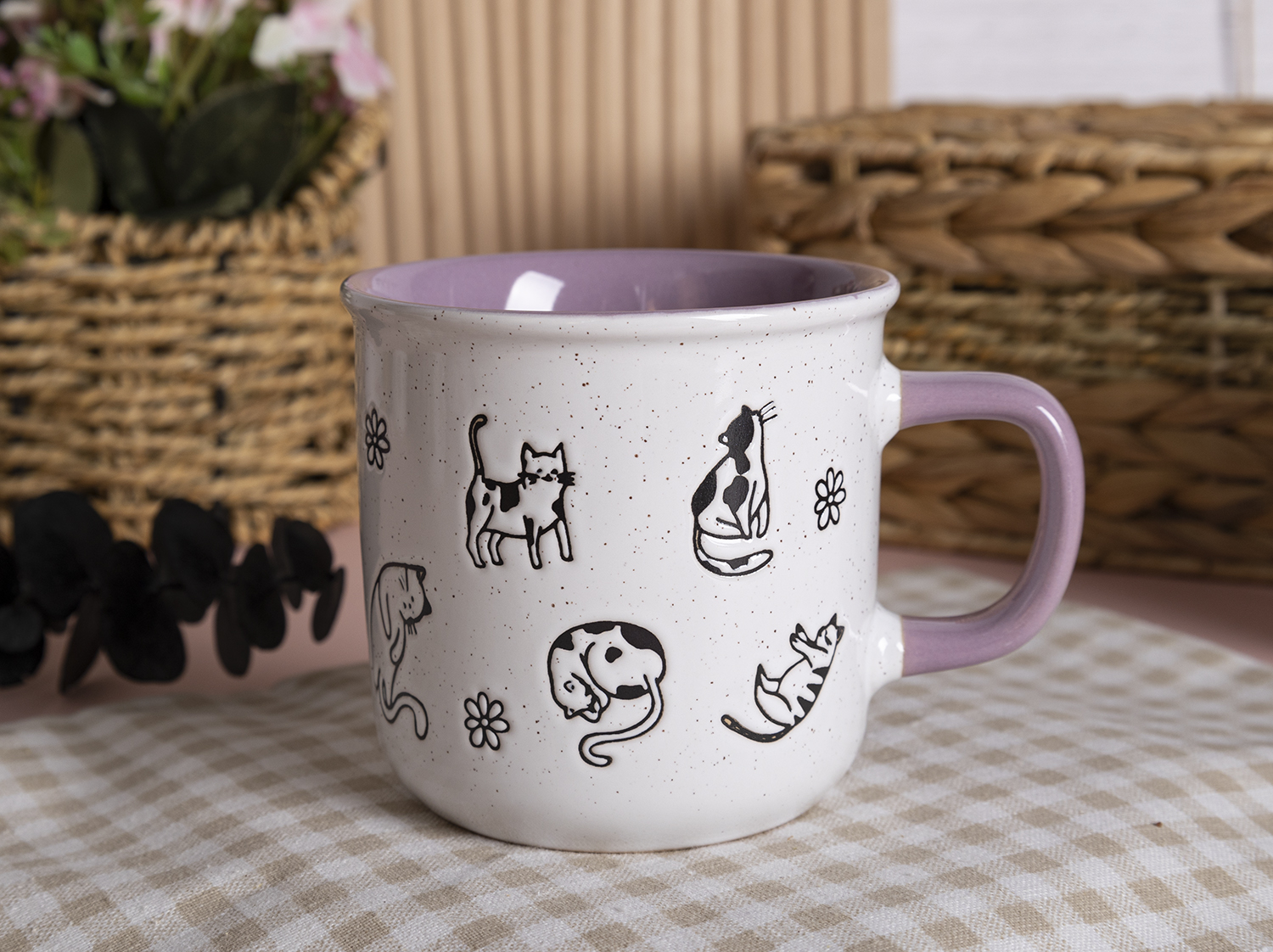 CHANGSHA HAPPY GO Cartoon Animal Stoneware Mug & Bowl Set | Hand-Drawn Pet Cat Dog Design | Cute Ceramic Tableware for Home, Kids & Gift|happygodinnerware.com