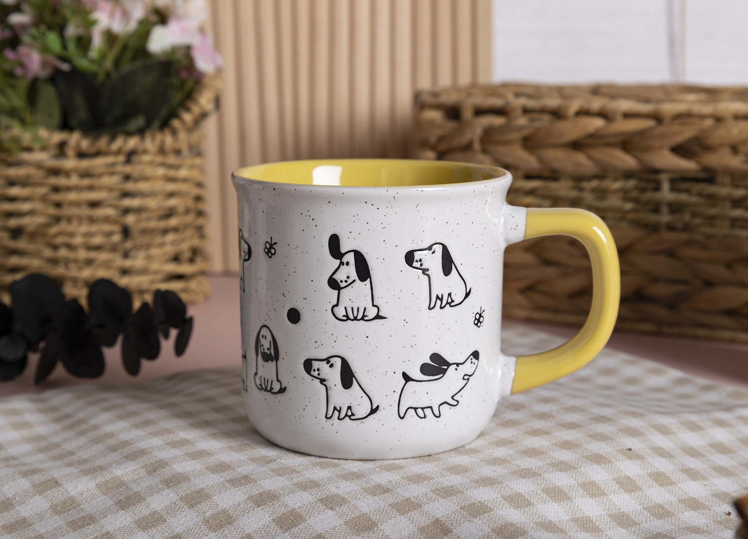 CHANGSHA HAPPY GO Cartoon Animal Stoneware Mug & Bowl Set | Hand-Drawn Pet Cat Dog Design | Cute Ceramic Tableware for Home, Kids & Gift|happygodinnerware.com