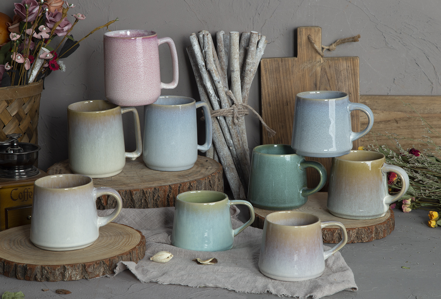 CHANGSHA HAPPY GO Irregular Shape Reactive Glaze Stoneware with Embossed Design |happygodinnerware.com