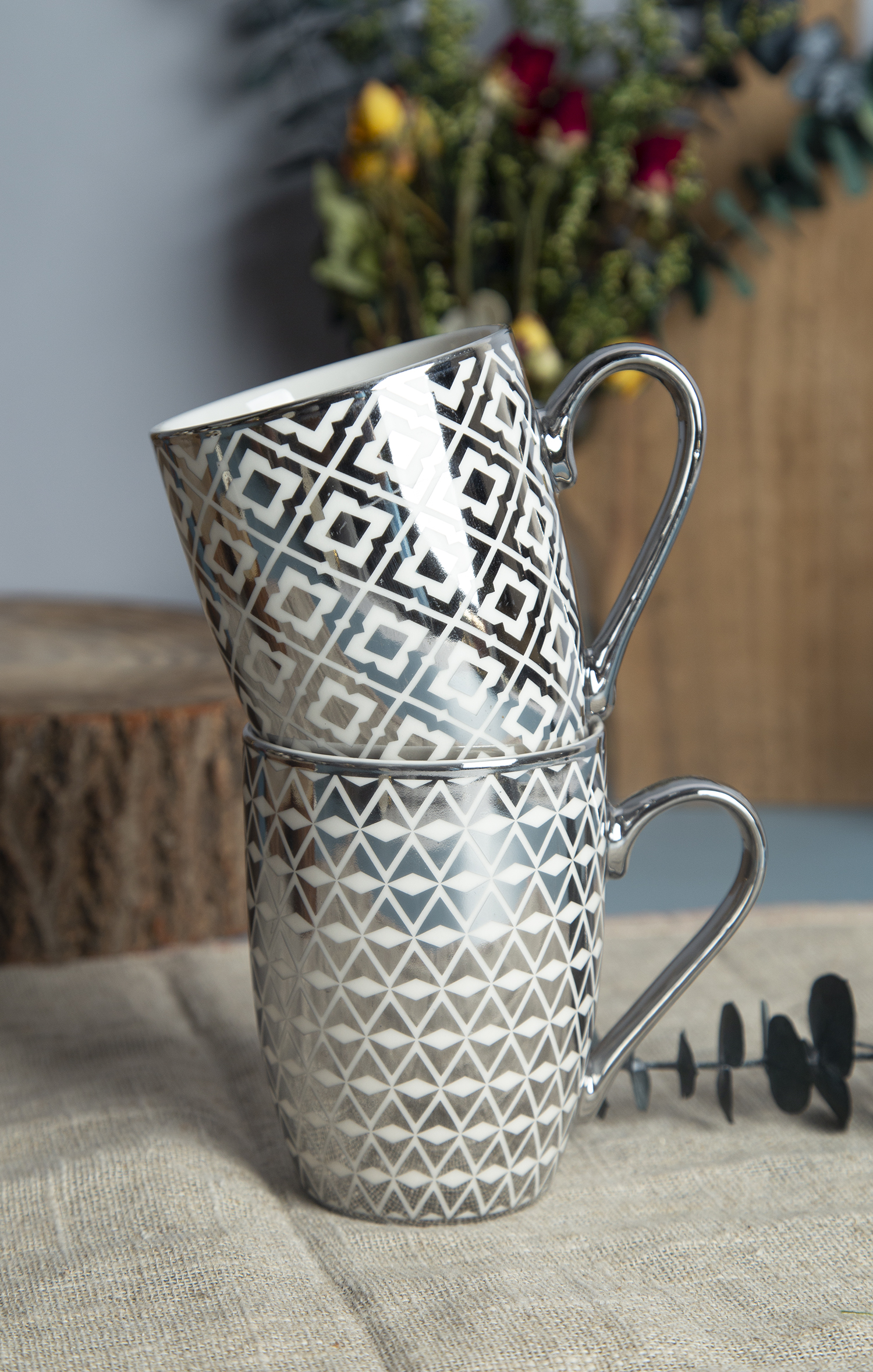 CHANGSHA HAPPY GO Gilded Mosaic Bone China Mug Collection | Gold-Trimmed Luxury |Dopamine Series Ceramics|happygodinnerware.com