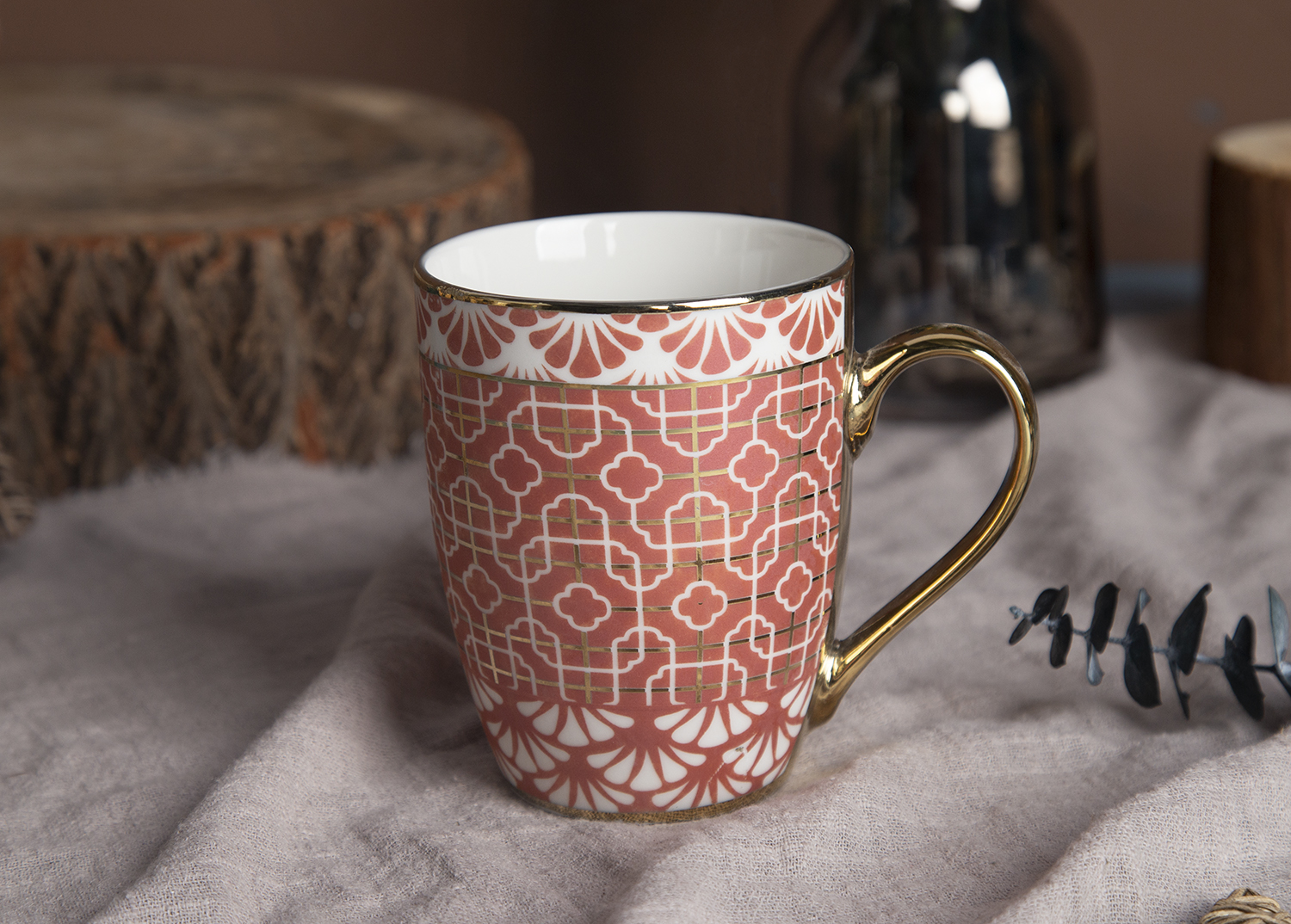 CHANGSHA HAPPY GO Gilded Mosaic Bone China Mug Collection | Gold-Trimmed Luxury |Dopamine Series Ceramics|happygodinnerware.com