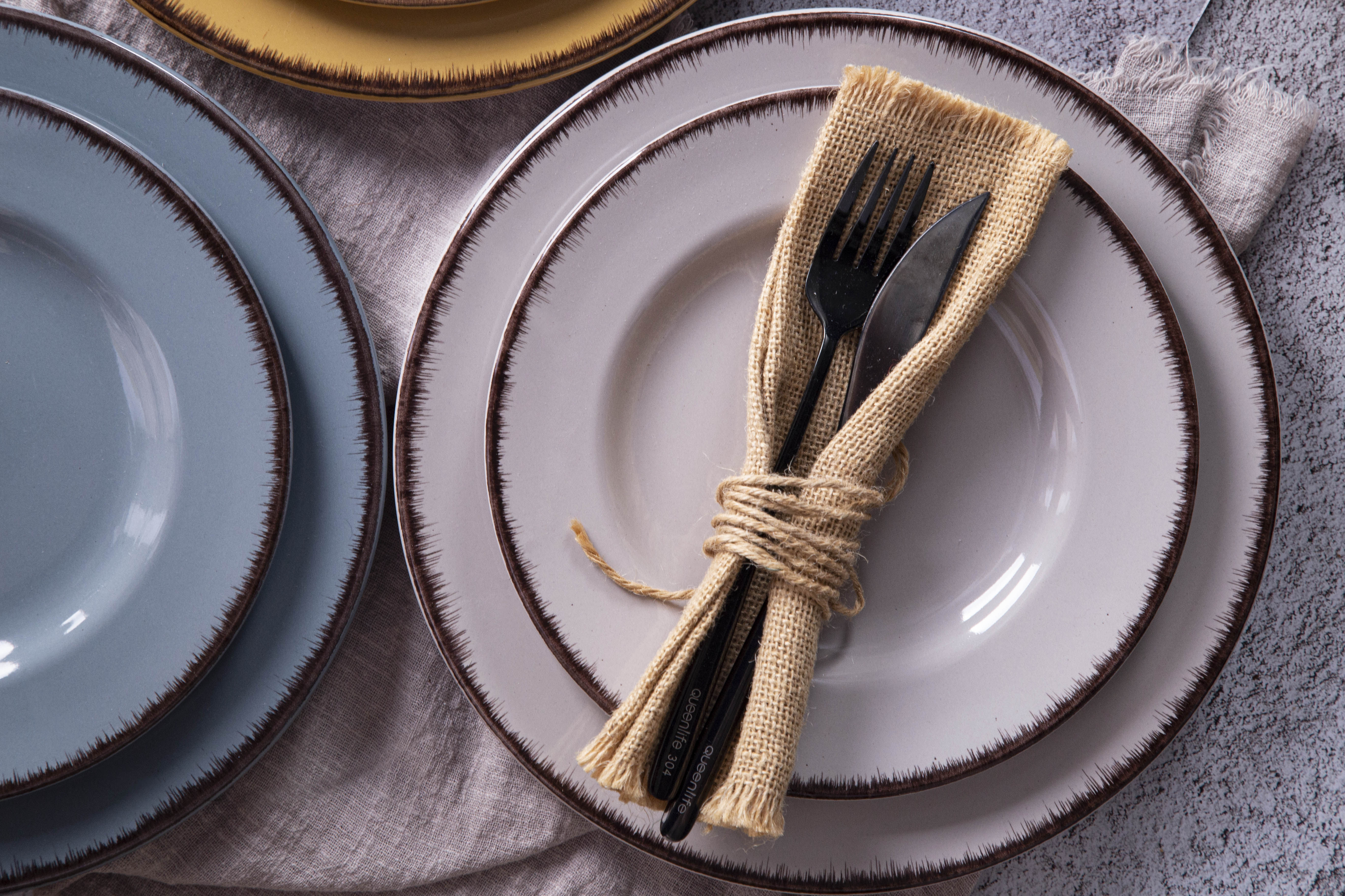 CHANGSHA HAPPY GO Eyelash Rim Color Glaze Stoneware Set |happygodinnerware.com