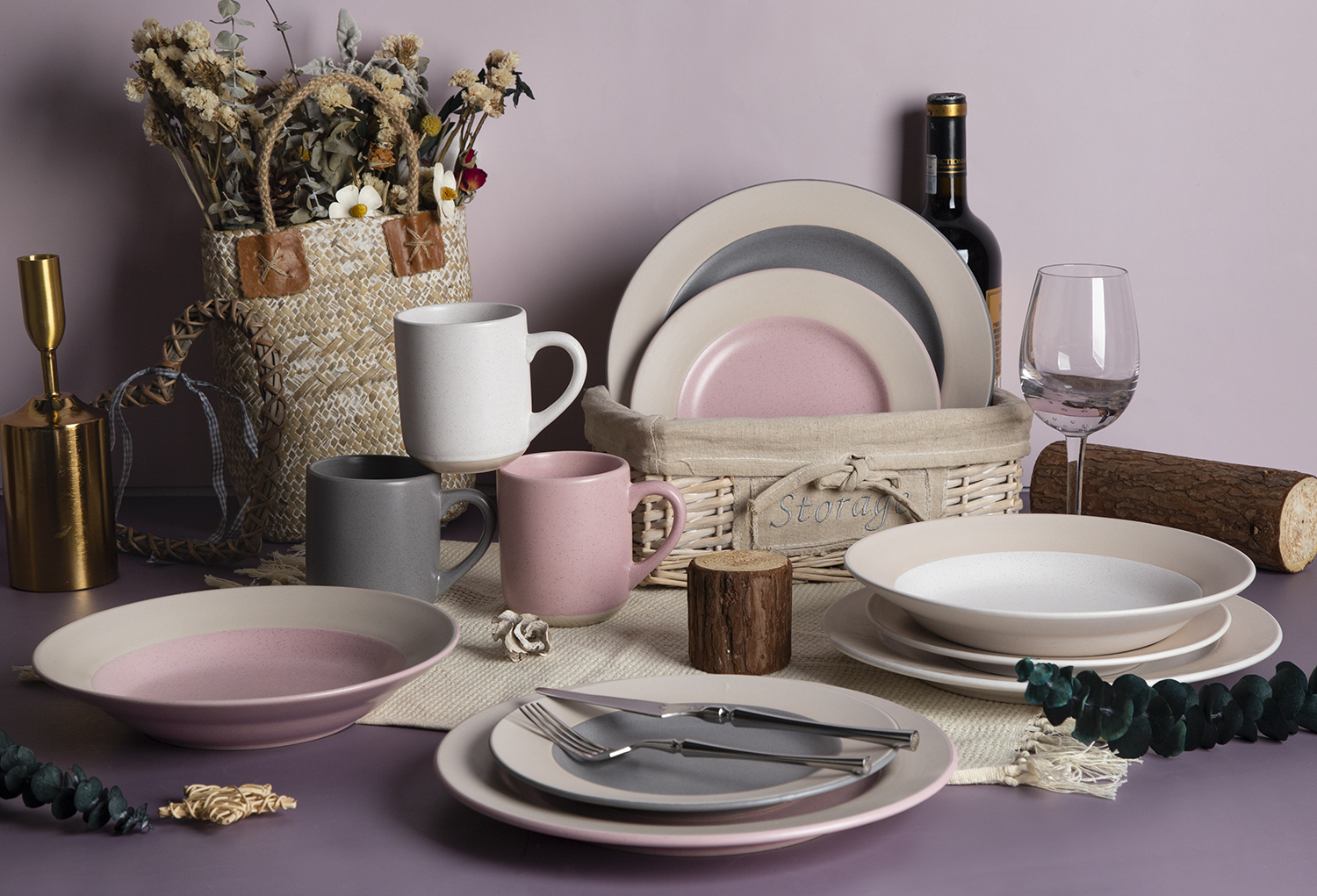 CHANGSHA HAPPY GO Spring Blossom Matte Reactive Glaze Stoneware Set | Soft Pastel Hues |Dopamine Series Ceramics|happygodinnerware.com