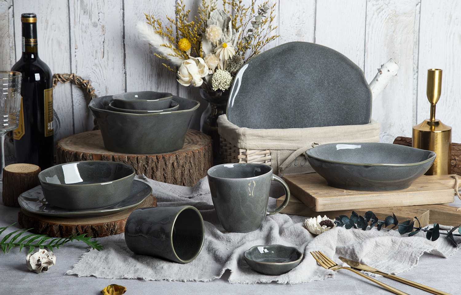CHANGSHA HAPPY GO Spring Blossom Matte Reactive Glaze Stoneware Set | Soft Pastel Hues |Dopamine Series Ceramics|happygodinnerware.com
