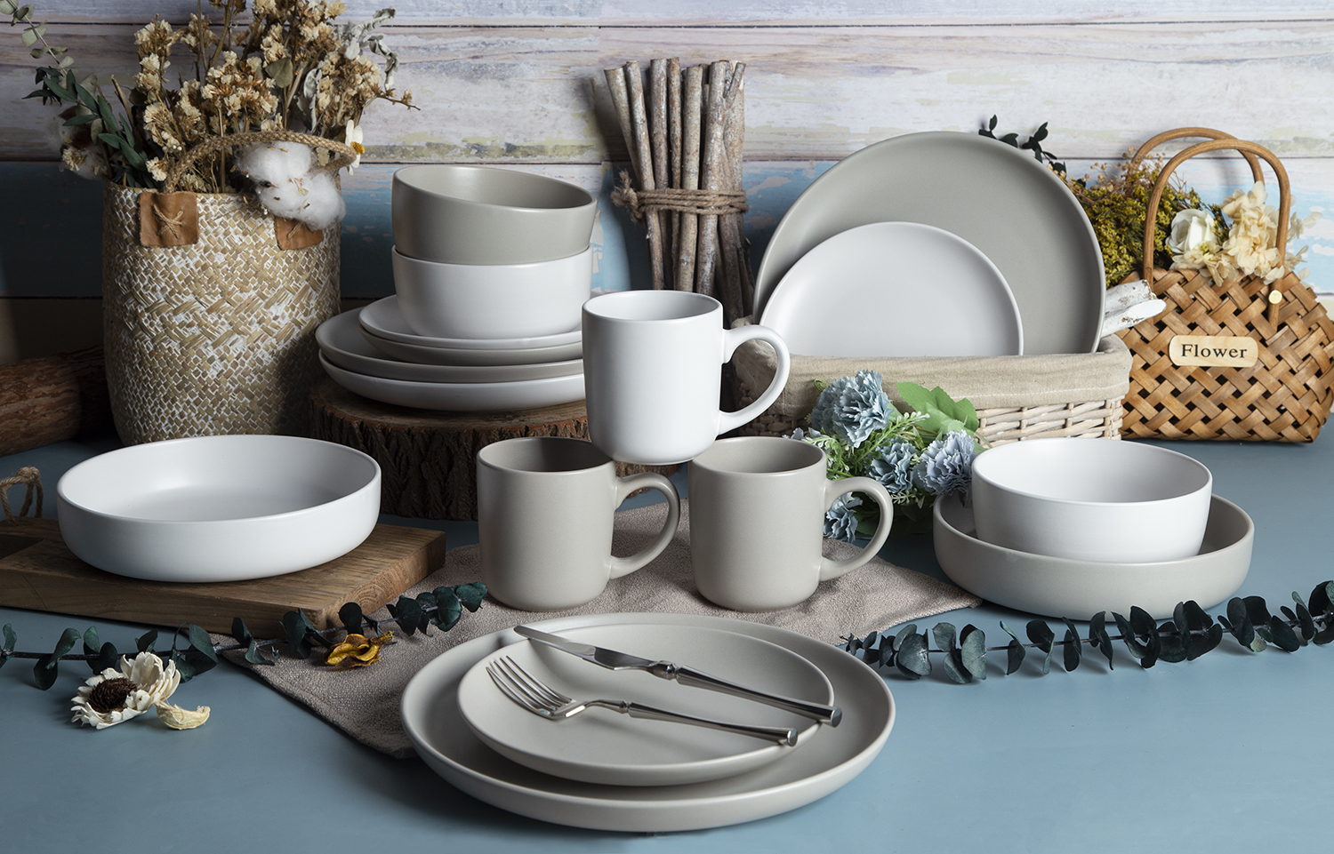 CHANGSHA HAPPY GO Nordic Monochrome Matte-Glaze Stoneware Collection | Ivory, Dove & Charcoal | happygoceramics.com