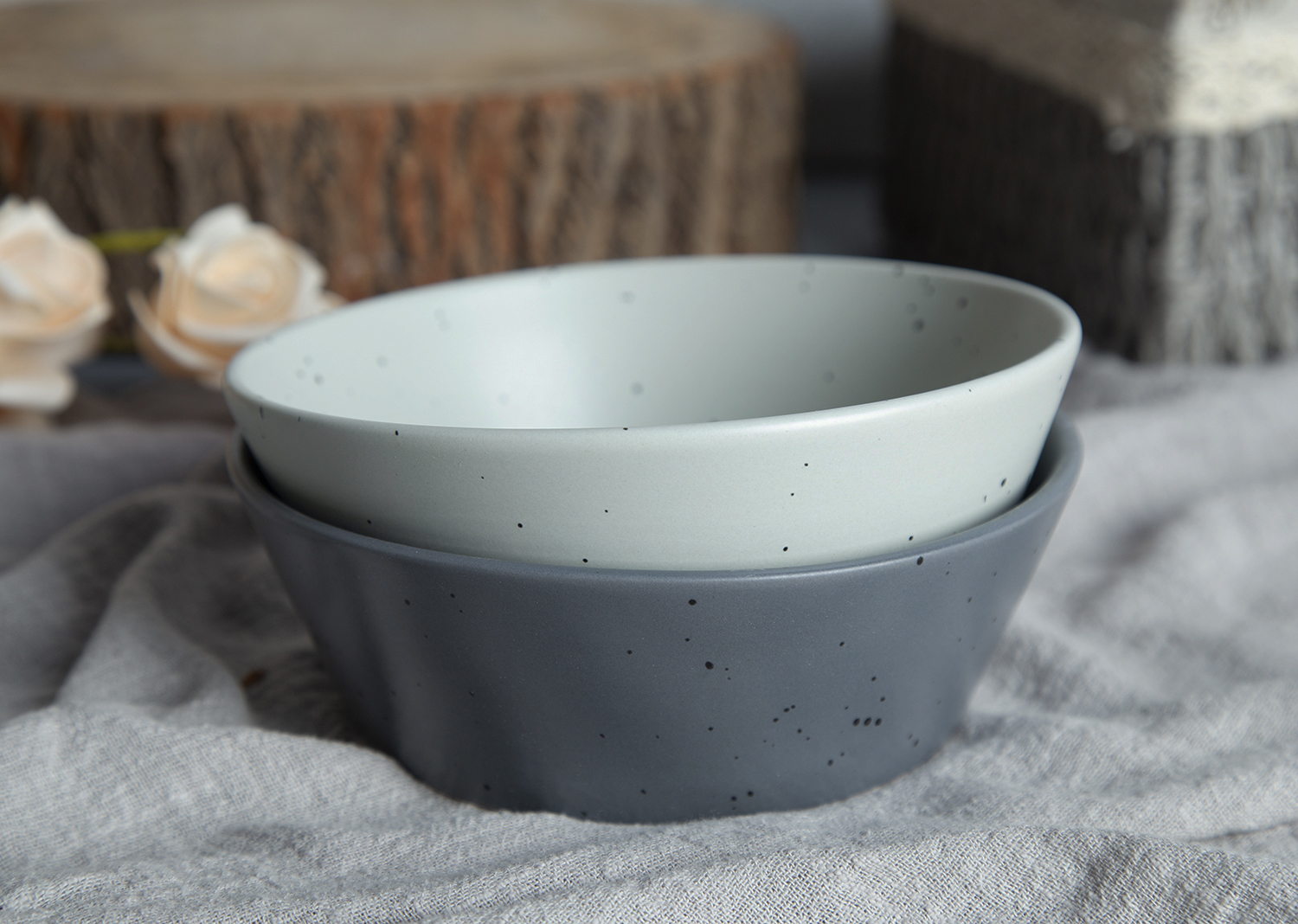 CHANGSHA HAPPY GO Speckle Rhythm Matte Stoneware Collection | Sage, Charcoal & Black