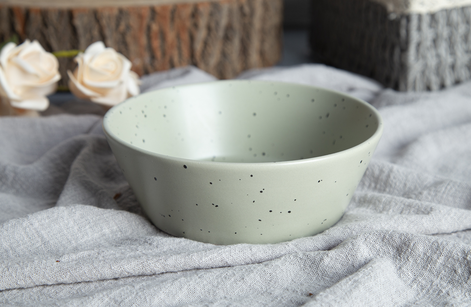 CHANGSHA HAPPY GO Speckle Rhythm Matte Stoneware Collection | Sage, Charcoal & Black