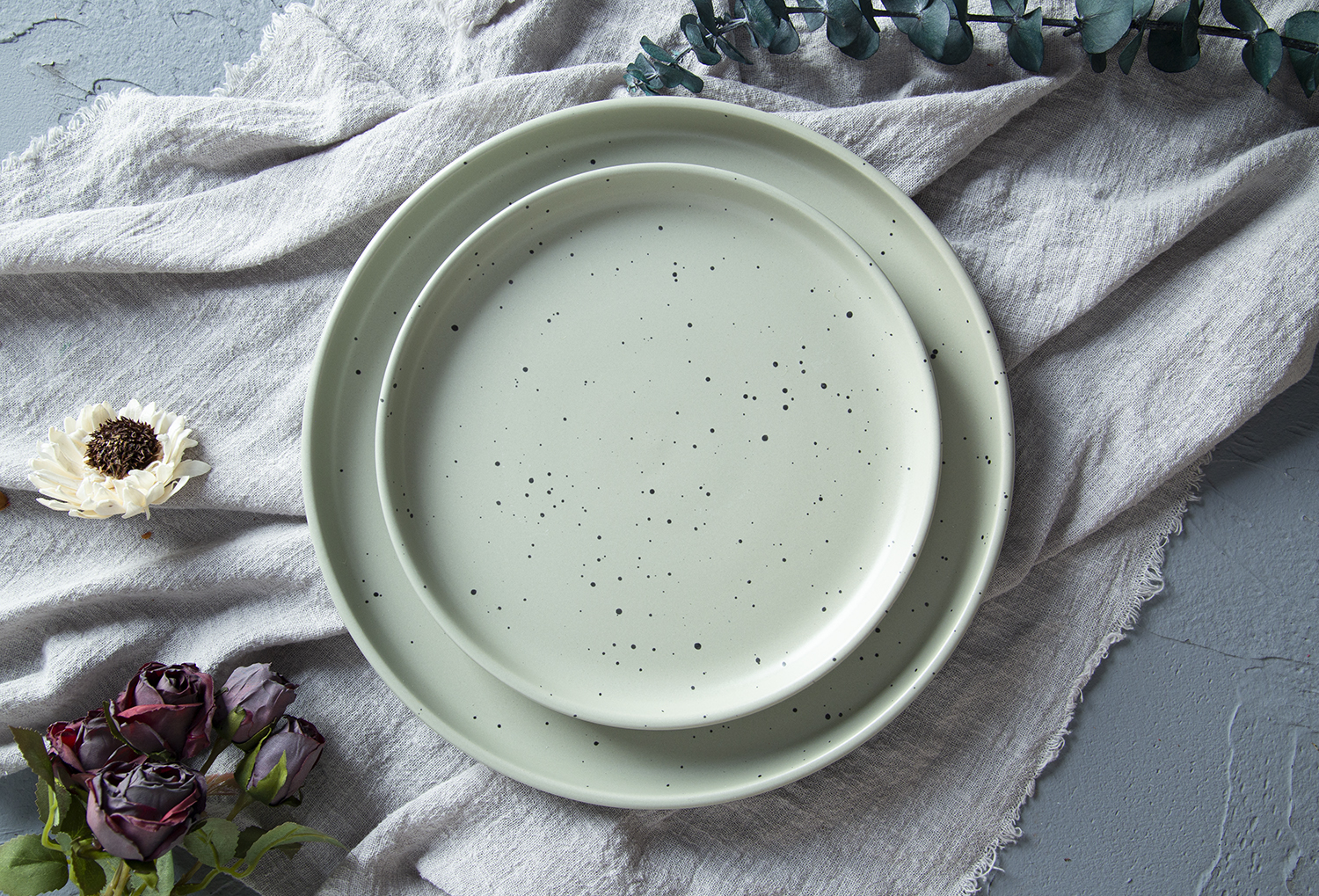 CHANGSHA HAPPY GO Speckle Rhythm Matte Stoneware Collection | Sage, Charcoal & Black