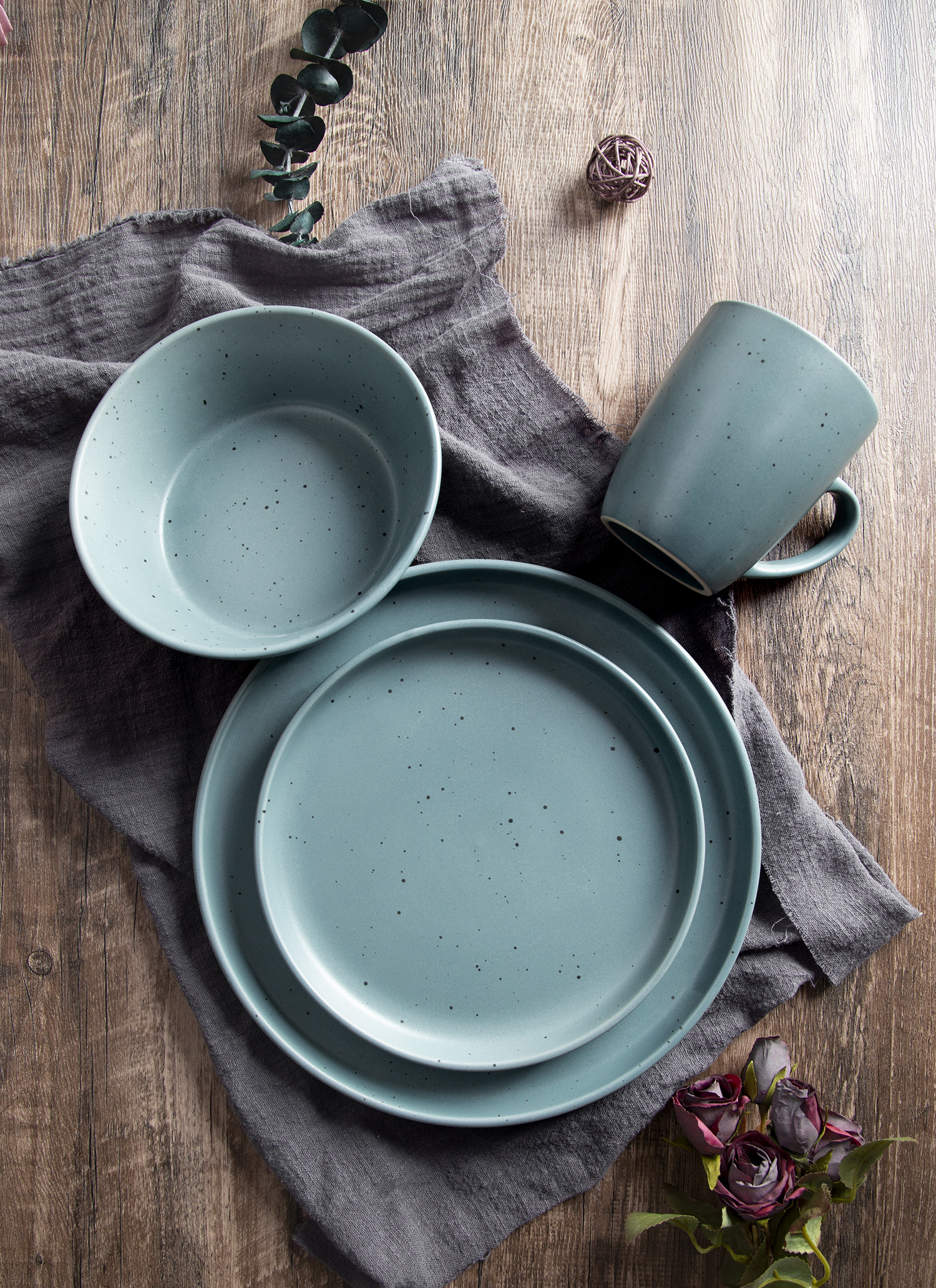 CHANGSHA HAPPY GO Speckle Rhythm Matte Stoneware Collection | Sage, Charcoal & Black