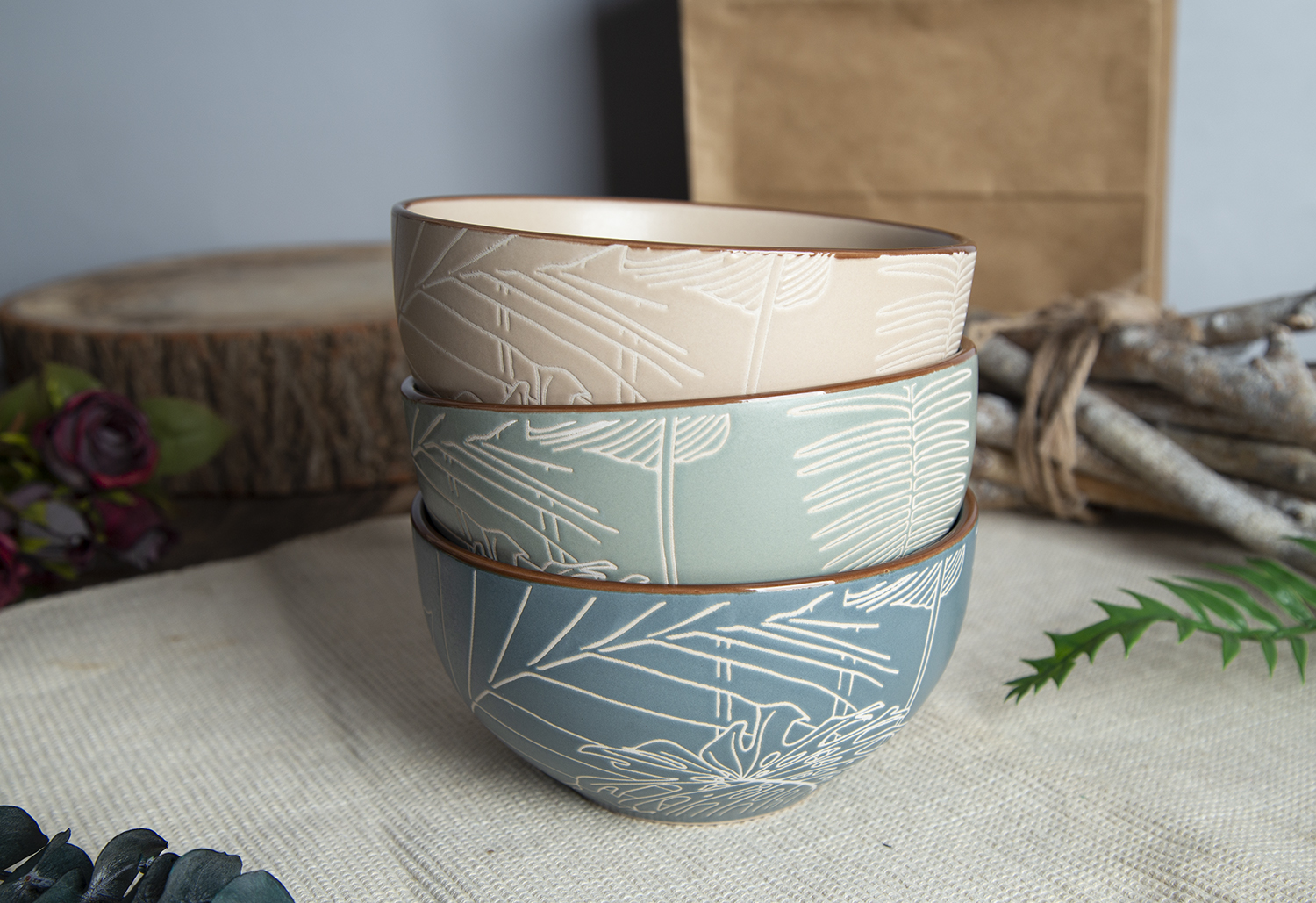 CHANGSHA HAPPY GO TROPICAL CANOPY Underglaze Screen-Print Stoneware Collection |happygodinnerware.com