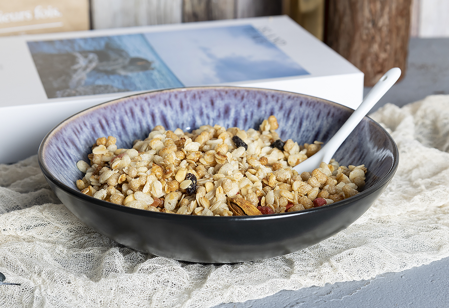 CHANGSHA HAPPY GO  Reactive Glaze Stoneware Dinnerware Set – Handcrafted Speckled Interior with Matte Black Exterior Finish |happygodinnerware.com