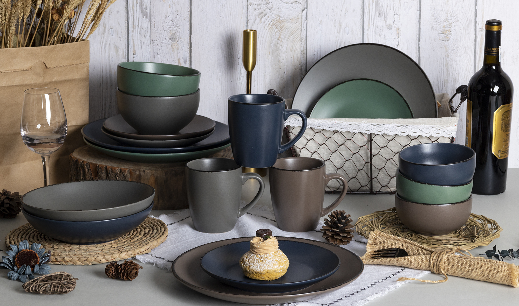 CHANGSHA HAPPY GO  Matte Glazed Stoneware Dinnerware Set – Earth Tone Minimalist Tableware in Nordic-Inspired Color Blocks |happygodinnerware.com