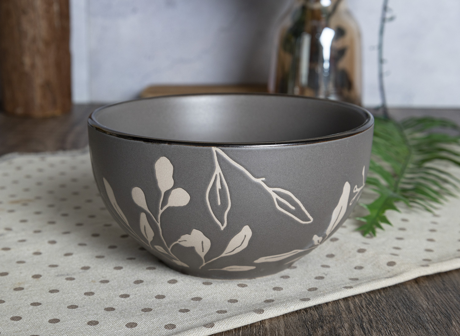 CHANGSHA HAPPY GO Botanical Leaf Pattern Stoneware Dinnerware Set with Matte Finish – Rustic Nature-Inspired Tableware Collection |happygodinnerware.com