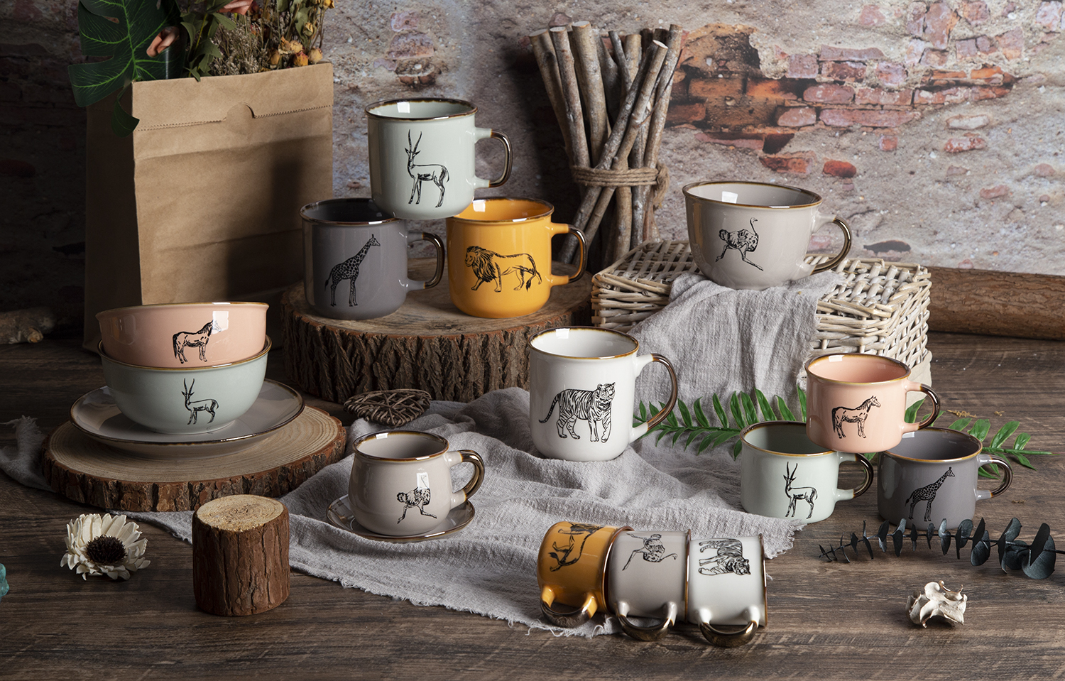 CHANGSHA HAPPY GO Animal Illustration Screen Printed New Bone China Mugs and Bowls |Dopamine Series Ceramics|happygodinnerware.com