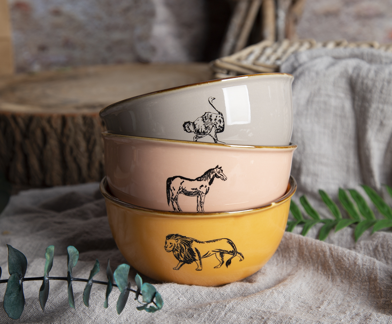 CHANGSHA HAPPY GO Animal Illustration Screen Printed New Bone China Mugs and Bowls |Dopamine Series Ceramics|happygodinnerware.com