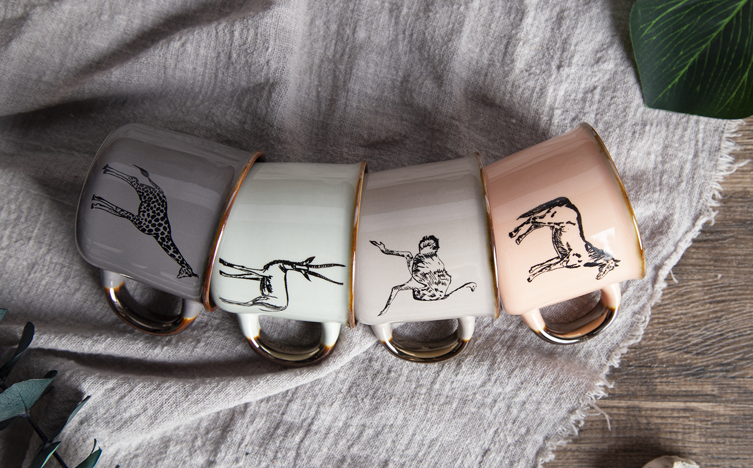 CHANGSHA HAPPY GO Animal Illustration Screen Printed New Bone China Mugs and Bowls |Dopamine Series Ceramics|happygodinnerware.com