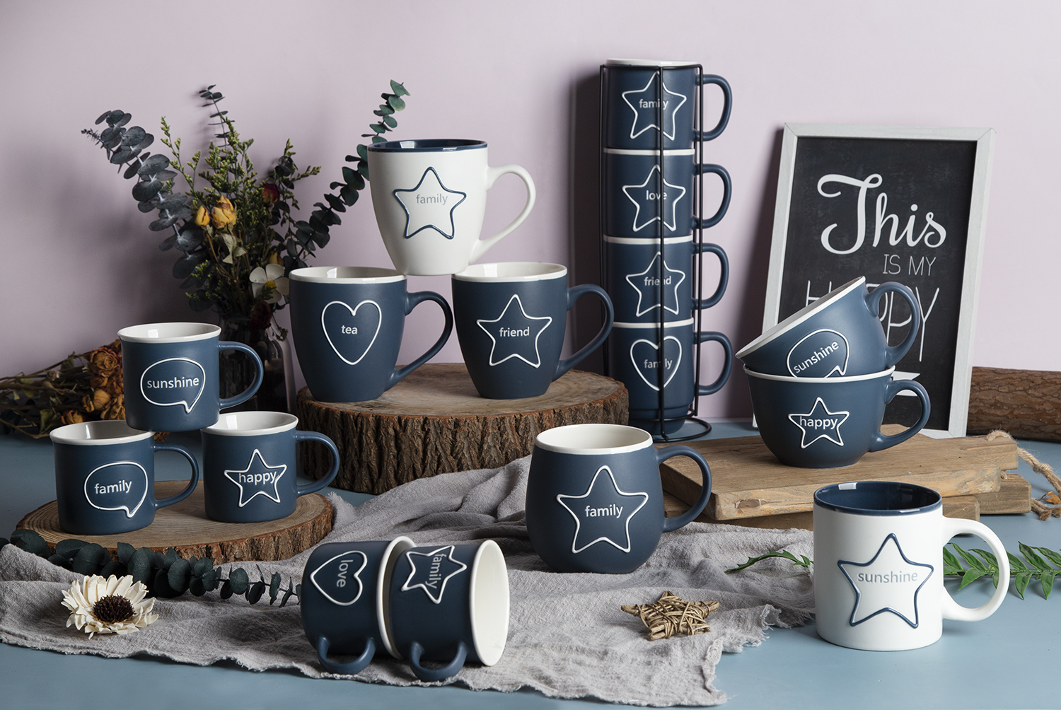 CHANGSHA HAPPY GO Star-Themed Mugs and Cups with Under-Glaze Screen Printing and Glazed Stacking Design |happygodinnerware.com
