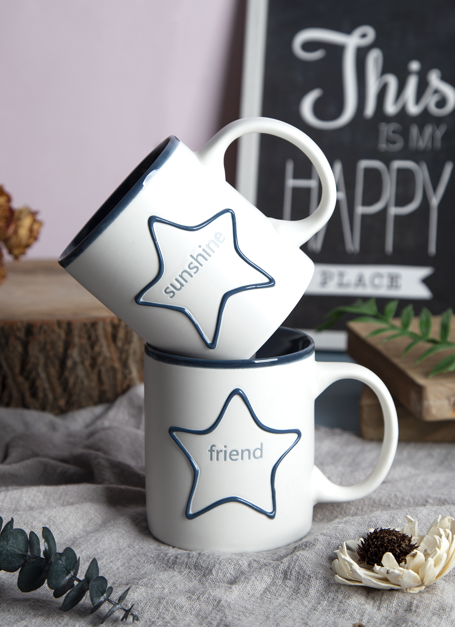 CHANGSHA HAPPY GO Star-Themed Mugs and Cups with Under-Glaze Screen Printing and Glazed Stacking Design |happygodinnerware.com