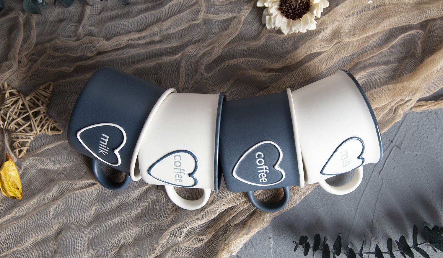 CHANGSHA HAPPY GO Heart-Motif Mugs and Cups with Stacked Glazing in New Bone China |happygodinnerware.com