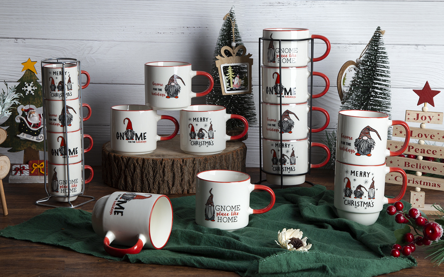 ​CHANGSHA HAPPY GO New Bone China Mugs with Christmas Gnome Decals |happygodinnerware.com