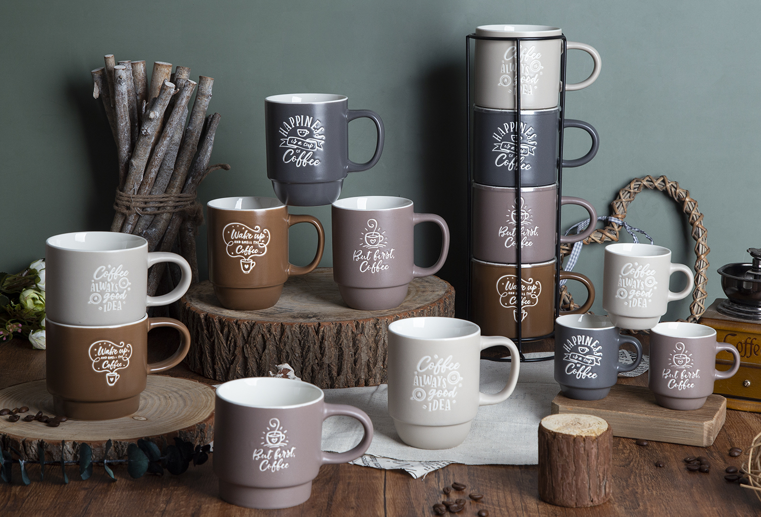 ​CHANGSHA HAPPY GO Colored Glaze New Bone China Mugs with Under-Glaze Silk Screen Printing |happygodinnerware.com
