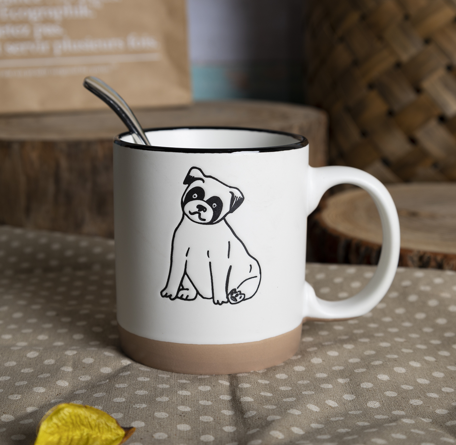 CHANGSHA HAPPY GO  Fine Bone China Mug and Bowl Set – Minimalist Animal Line Art with Matte Clay Accent |happygodinnerware.com