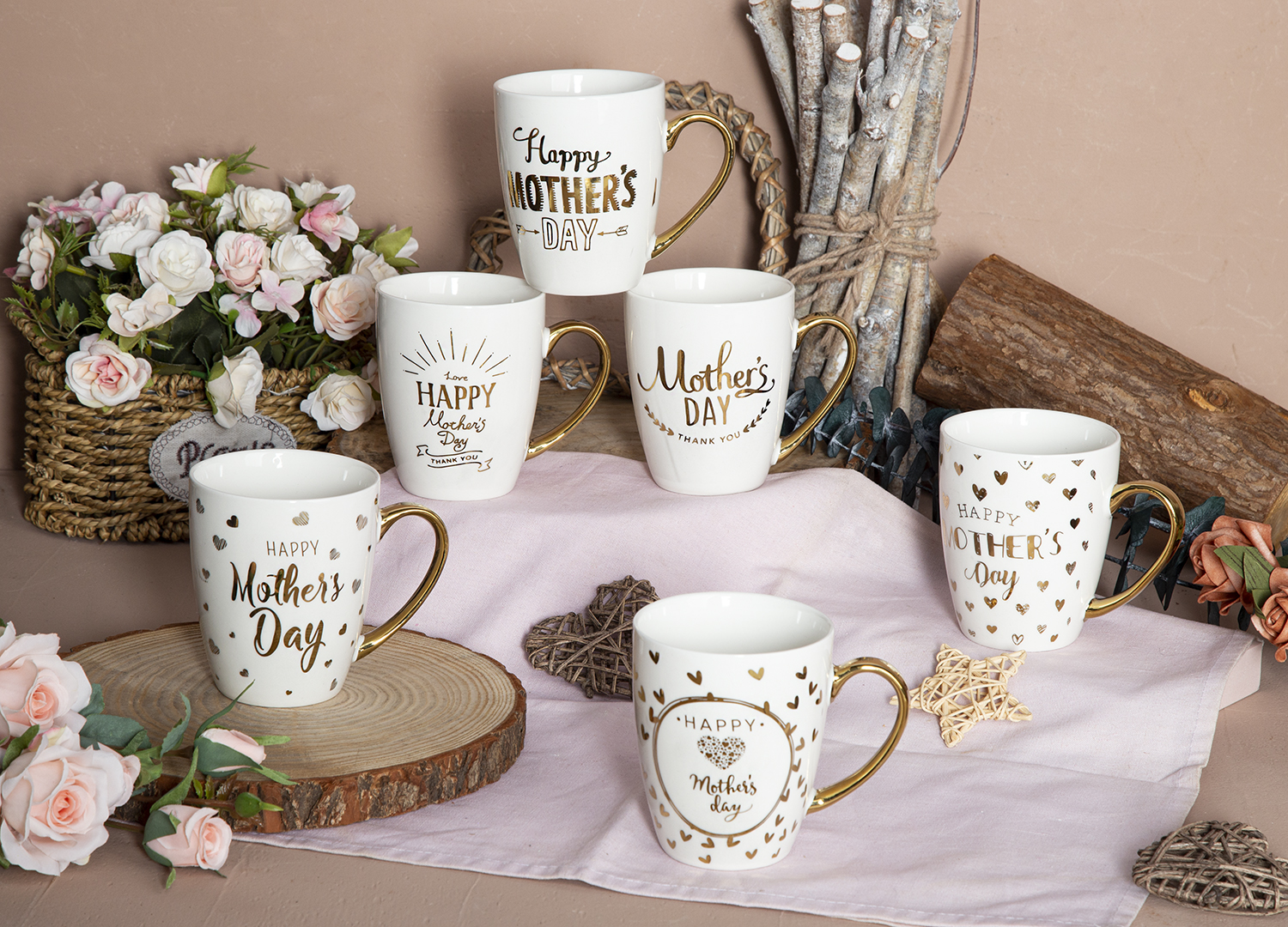 CHANGSHA HAPPY GO Mother's Day Electroplated Mug in New Bone China with Elegant Gold Accents |happygodinnerware.com